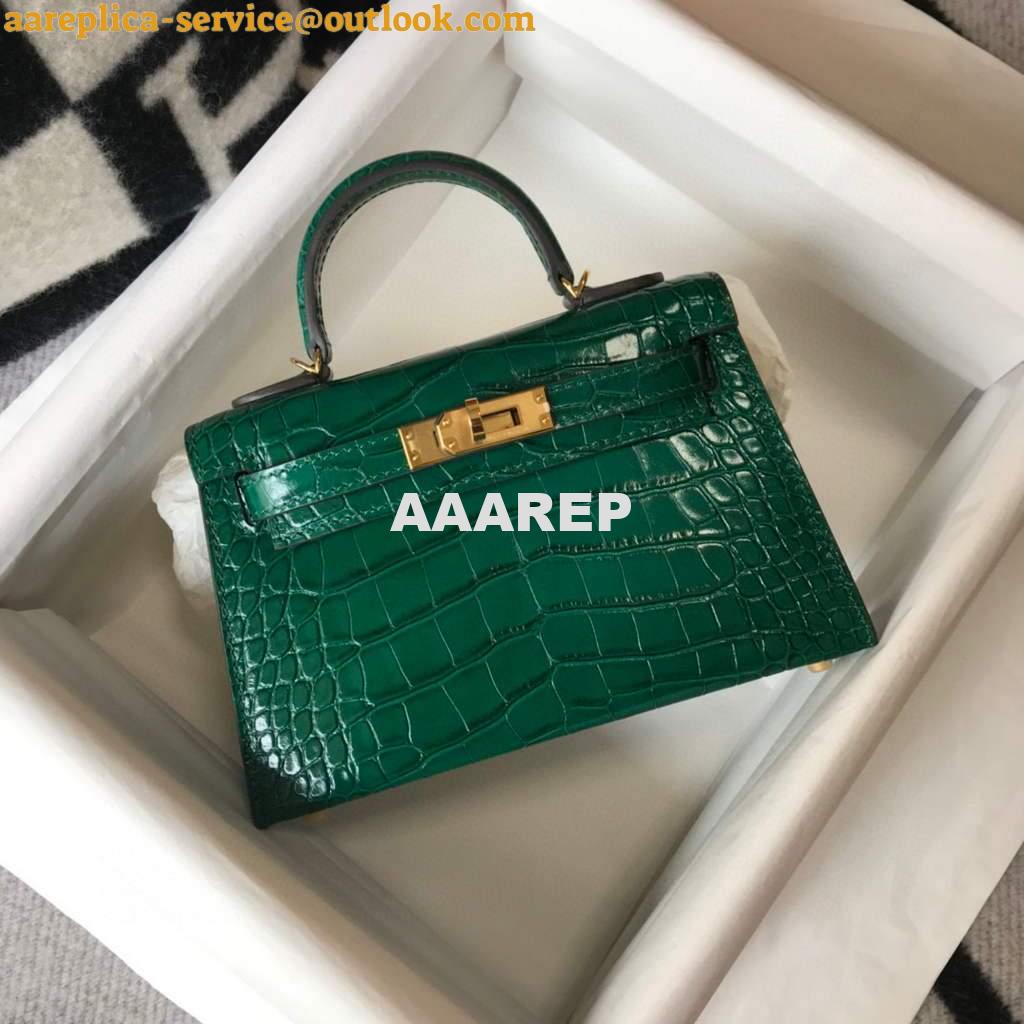 Replica Hermes Kelly Bag Designer Hermes 19CM Shoulder Mini Bag Green 20452 Replica Hermes Kelly Bag Designer Hermes 19CM Shoulder Mini Bag Green 20452