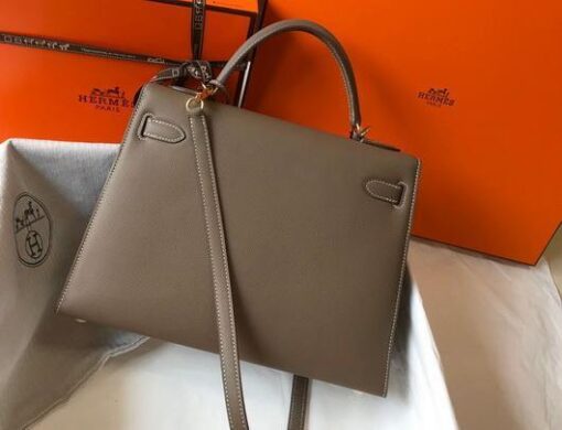 Replica Hermes Sellier Kelly 28cm of Epsom Leather Bag 20337 Dark Gray