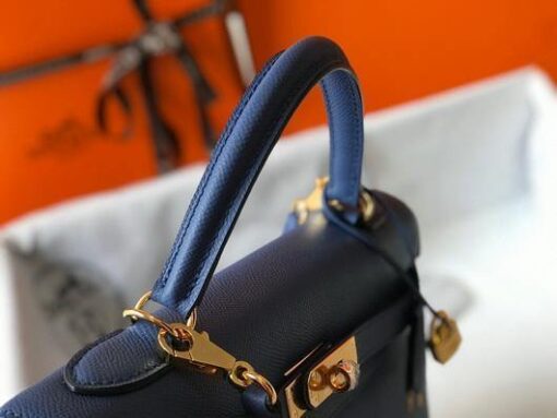 Replica Hermes Sellier Kelly 28cm of Epsom Leather Bag 20338 Blue 4