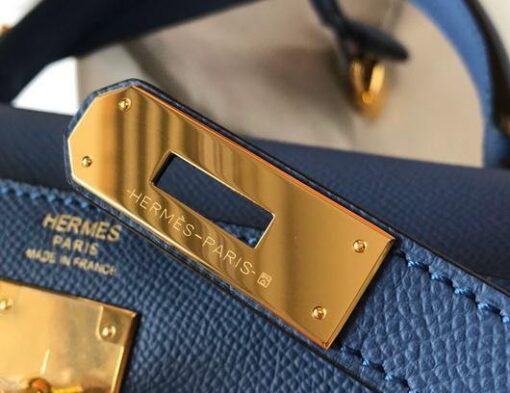 Replica Hermes Sellier Kelly 28cm of Epsom Leather Bag 20338 Blue 7