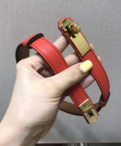Replica Hermes Women's Kelly Leather Belt 20MM 19019 Orange Red 2