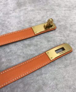 Replica Hermes Women's Kelly Leather Belt 20MM 19019 Orange 2