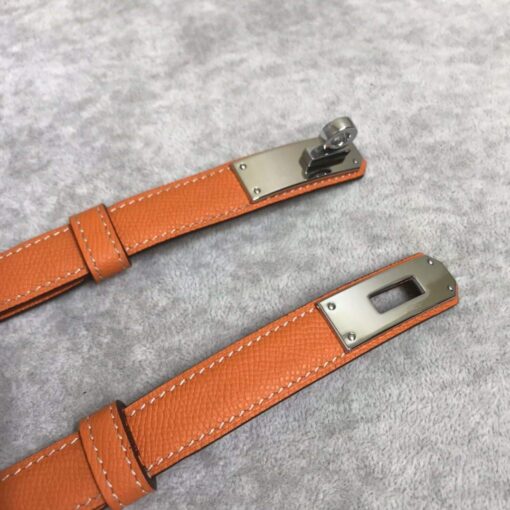 Replica Hermes Women's Kelly Leather Belt 20MM 19019 Orange 3