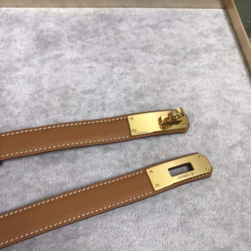 Replica Hermes Women's Kelly Leather Belt 20MM 19019 Brown 2