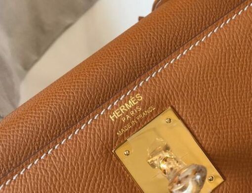 Replica Hermes Sellier Kelly 28cm of Epsom Leather Bag 20335 Tan 5