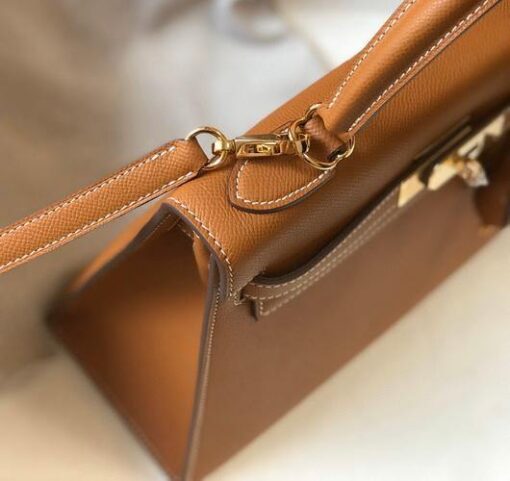 Replica Hermes Sellier Kelly 28cm of Epsom Leather Bag 20335 Tan 7