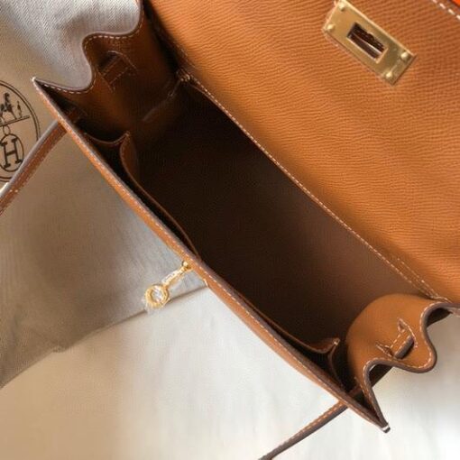 Replica Hermes Sellier Kelly 28cm of Epsom Leather Bag 20335 Tan 8