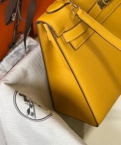 Replica Hermes Sellier Kelly 28cm of Epsom Leather Bag 20334 Yellow 2