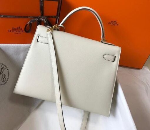 Replica Hermes Sellier Kelly 28cm of Epsom Leather Bag 20333 White