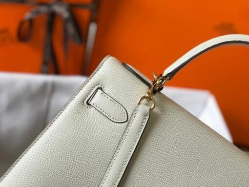 Replica Hermes Sellier Kelly 28cm of Epsom Leather Bag 20333 White 5