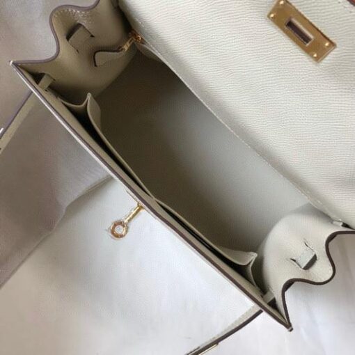 Replica Hermes Sellier Kelly 28cm of Epsom Leather Bag 20333 White 8
