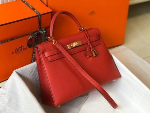 Replica Hermes Sellier Kelly 28cm of Epsom Leather Bag 20332 Red 2