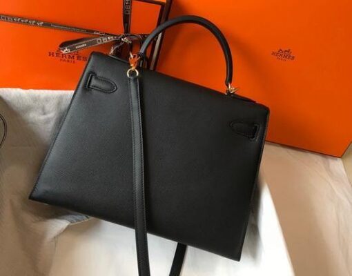 Replica Hermes Sellier Kelly 28cm of Epsom Leather Bag 20330 Black