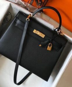 Replica Hermes Sellier Kelly 28cm of Epsom Leather Bag 20330 Black 2