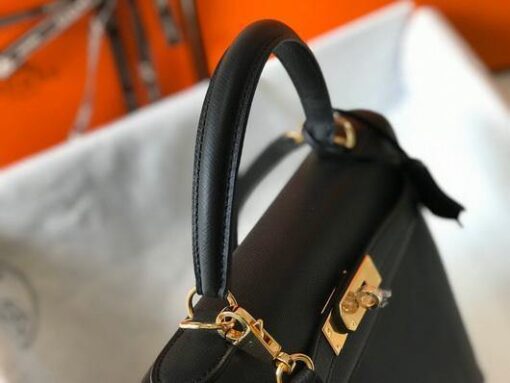 Replica Hermes Sellier Kelly 28cm of Epsom Leather Bag 20330 Black 4
