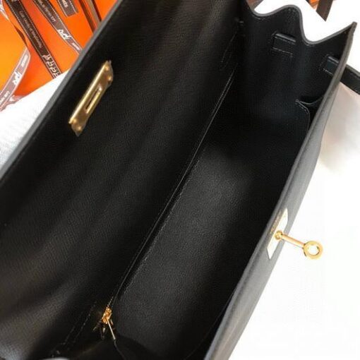 Replica Hermes Sellier Kelly 28cm of Epsom Leather Bag 20330 Black 8