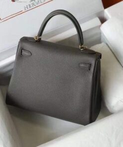 Replica Hermes Kelly Danse 28cm of Togo Leather Bag 20339 Pewter Grey 2