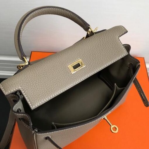 Replica Hermes Kelly Danse 20315 Designer Tote Shoulder Strap Bag Apricot 5