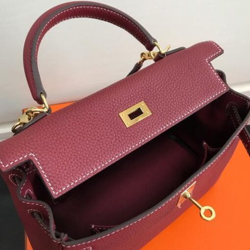 Replica Hermes Kelly Danse 20314 Designer Tote Shoulder Strap Bag Wine Red 5