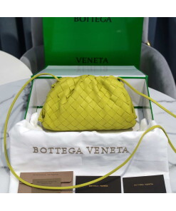 Replica BV 585852 Bottega Veneta Mini Pouch intrecciato leather clutch with strap Lemon Green