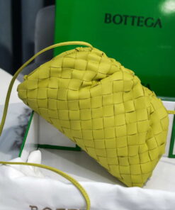 Replica BV 585852 Bottega Veneta Mini Pouch intrecciato leather clutch with strap Lemon Green 2