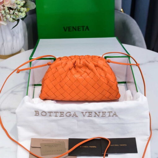 Replica BV 585852 Bottega Veneta Mini Pouch intrecciato leather clutch with strap Orange