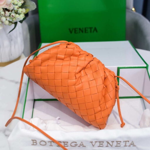Replica BV 585852 Bottega Veneta Mini Pouch intrecciato leather clutch with strap Orange 2