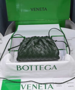 Replica BV 585852 Bottega Veneta Mini Pouch intrecciato leather clutch with strap Dark Green