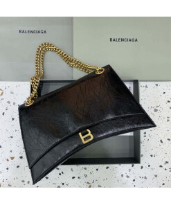 Replica Balenciaga 716332210 Crush Large Chain Bag in Black crushed calfskin aged Gold