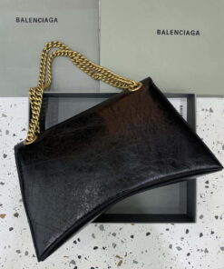Replica Balenciaga 716332210 Crush Large Chain Bag in Black crushed calfskin aged Gold 2