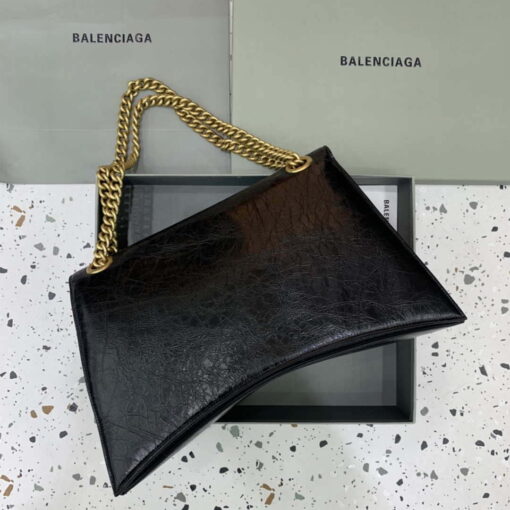 Replica Balenciaga 716332210 Crush Large Chain Bag in Black crushed calfskin aged Gold 2
