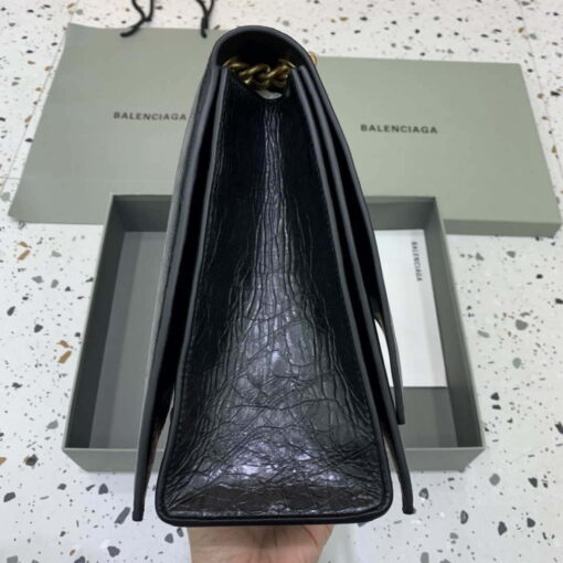 Replica Balenciaga 716332210 Crush Large Chain Bag in Black crushed calfskin aged Gold 3