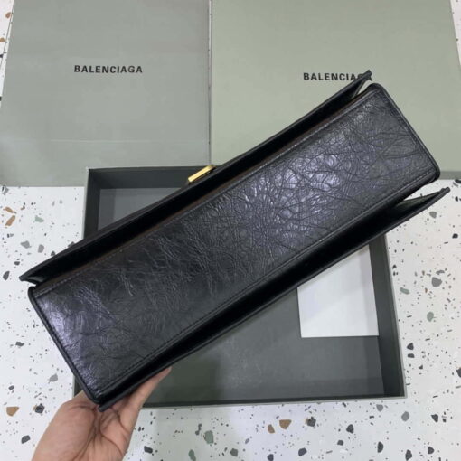 Replica Balenciaga 716332210 Crush Large Chain Bag in Black crushed calfskin aged Gold 4