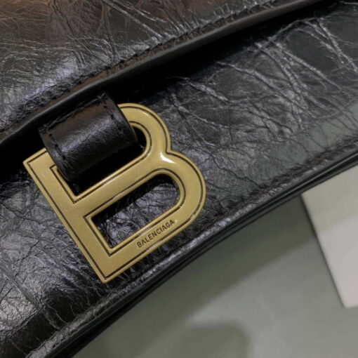 Replica Balenciaga 716332210 Crush Large Chain Bag in Black crushed calfskin aged Gold 5