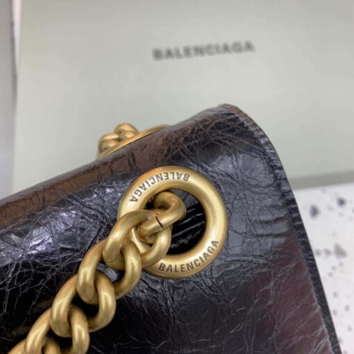 Replica Balenciaga 716332210 Crush Large Chain Bag in Black crushed calfskin aged Gold 6