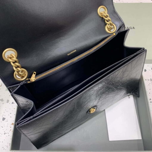 Replica Balenciaga 716332210 Crush Large Chain Bag in Black crushed calfskin aged Gold 7