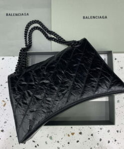 Replica Balenciaga 716332210 Crush Large Chain Bag in Black crushed calfskin aged Black Hardware 2