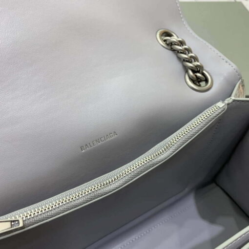 Replica Balenciaga 716393210 Crush Medium Chain Bag Quilted in Silver metallized crushed calfskin Silver 8