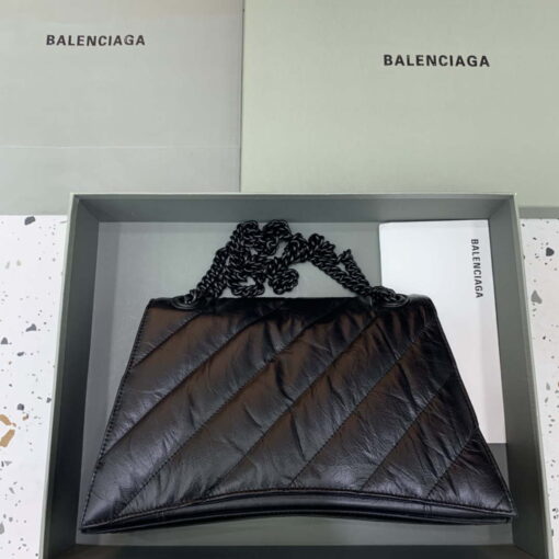 Replica Balenciaga 716393210I Crush Medium Chain Bag in Black crushed calfskin aged Black Hardware 2