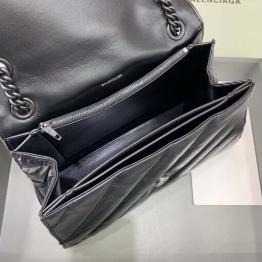 Replica Balenciaga 716393210I Crush Medium Chain Bag in Black crushed calfskin aged Black Hardware 7