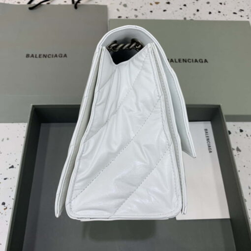 Replica Balenciaga 716393210I Crush Medium Chain Bag in White crushed calfskin aged Silver 3