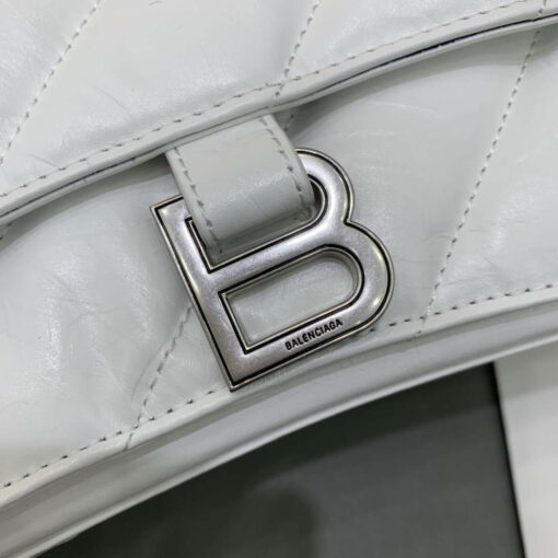 Replica Balenciaga 716393210I Crush Medium Chain Bag in White crushed calfskin aged Silver 5