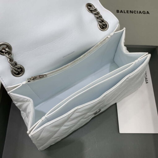 Replica Balenciaga 716393210I Crush Medium Chain Bag in White crushed calfskin aged Silver 7