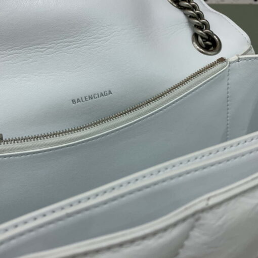 Replica Balenciaga 716393210I Crush Medium Chain Bag in White crushed calfskin aged Silver 8