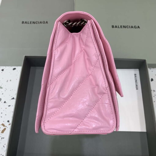 Replica Balenciaga 716393210I Crush Medium Chain Bag in Pink crushed calfskin aged Silver 3