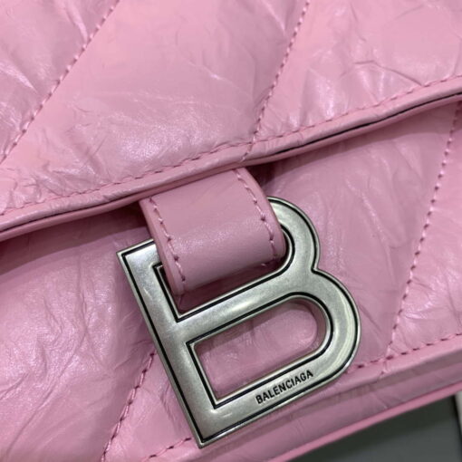 Replica Balenciaga 716393210I Crush Medium Chain Bag in Pink crushed calfskin aged Silver 6