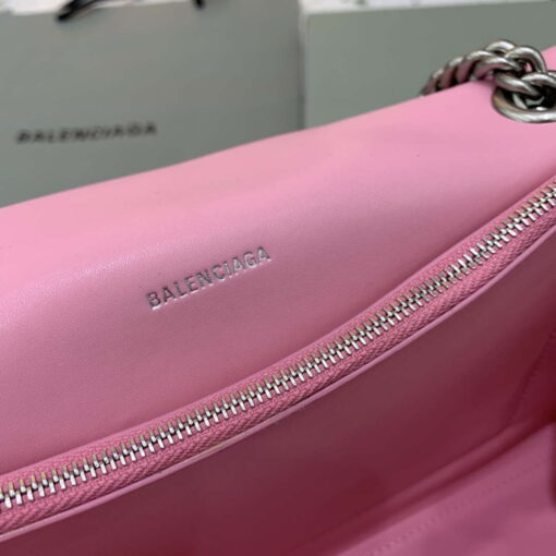 Replica Balenciaga 716393210I Crush Medium Chain Bag in Pink crushed calfskin aged Silver 8