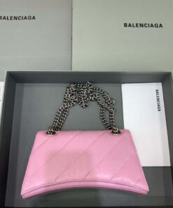 Replica Balenciaga 716351210I Crush Small Chain Bag Quilted in Pink metallized crushed calfskin Silver 2
