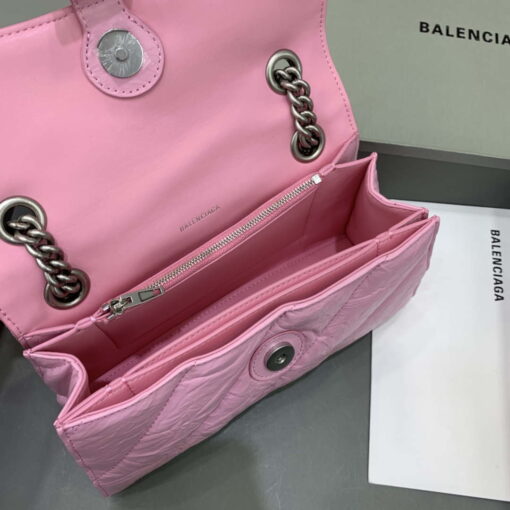 Replica Balenciaga 716351210I Crush Small Chain Bag Quilted in Pink metallized crushed calfskin Silver 7