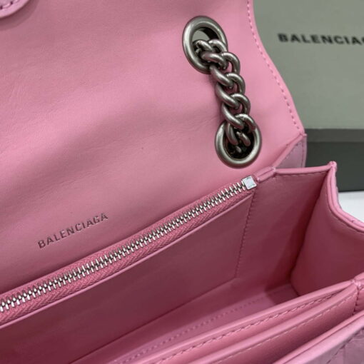 Replica Balenciaga 716351210I Crush Small Chain Bag Quilted in Pink metallized crushed calfskin Silver 8